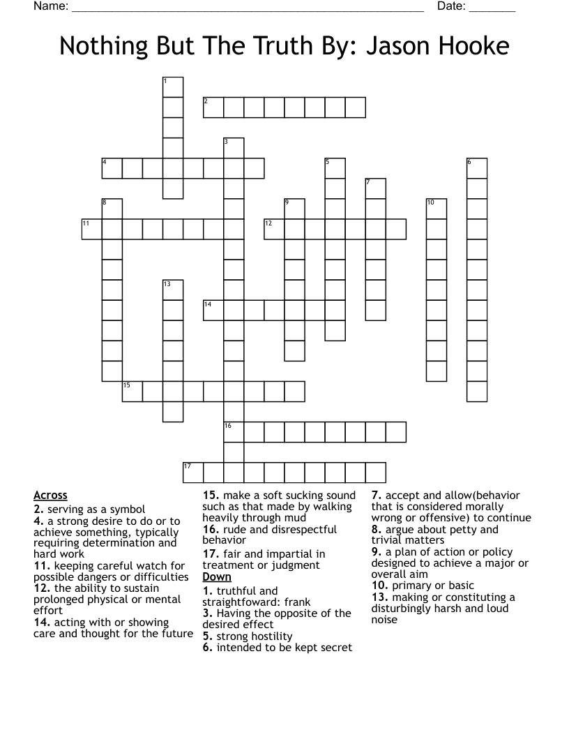 Nothing But The Truth By: Jason Hooke Crossword