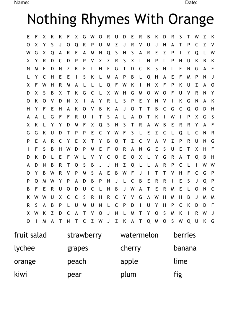 Nothing Rhymes With Orange  Word Search