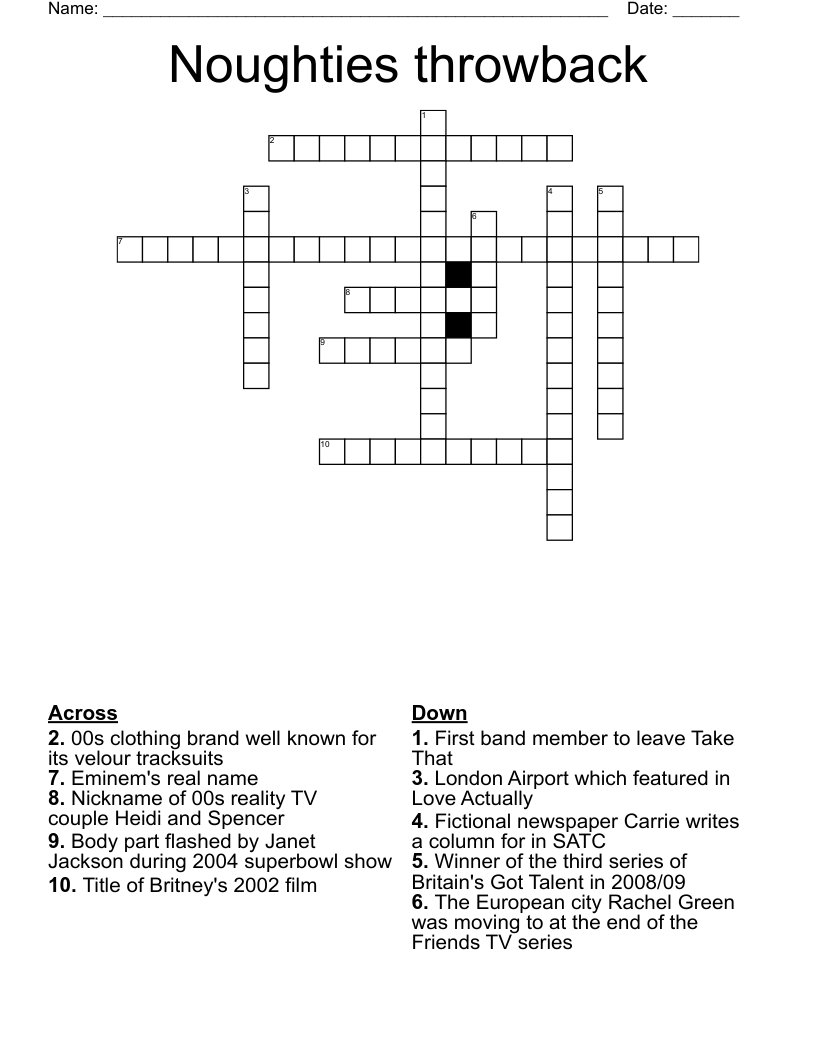 Noughties throwback Crossword