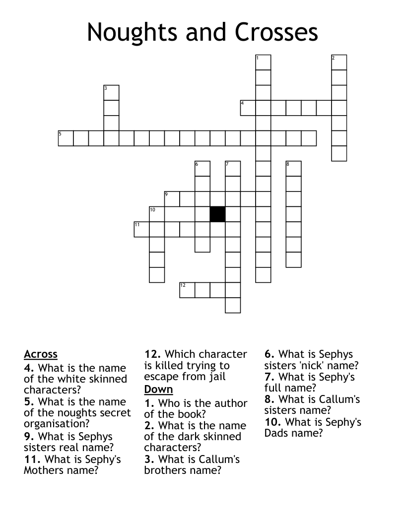 Noughts and Crosses Crossword