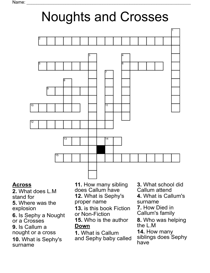 Noughts and Crosses Crossword