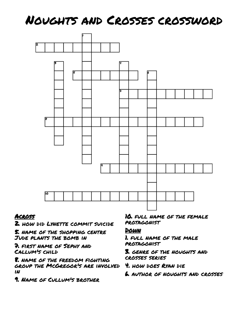 Noughts and Crosses crossword