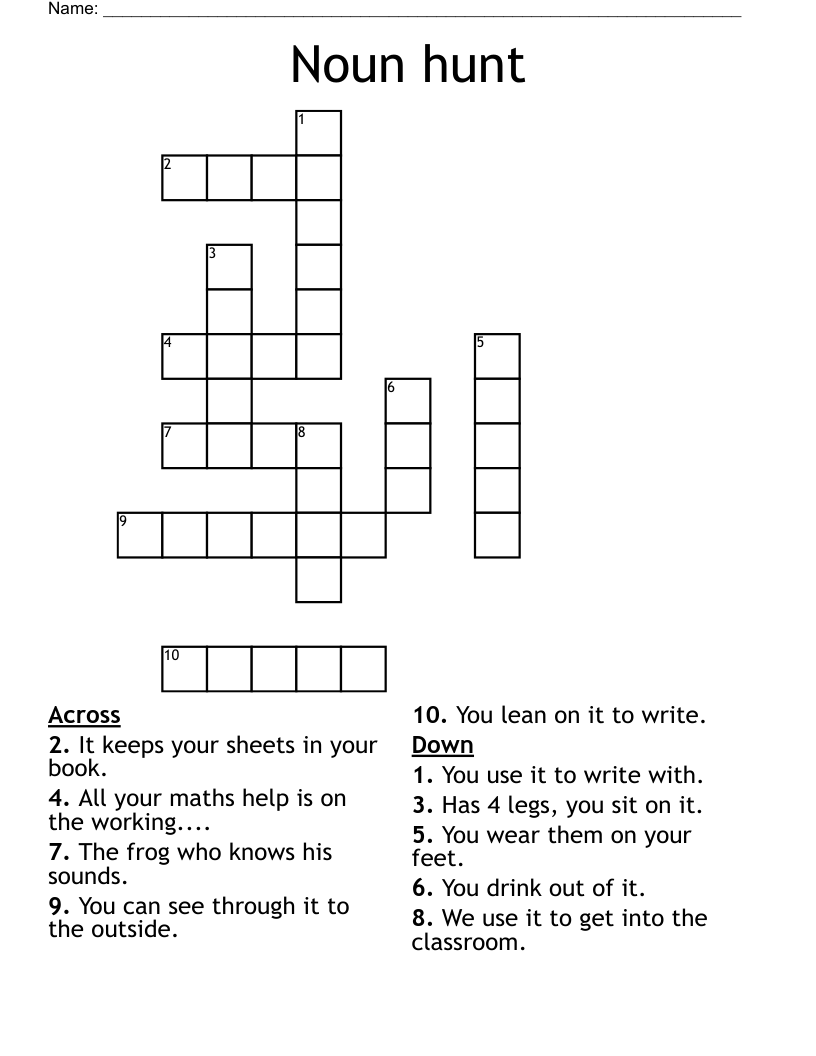 Noun hunt Crossword