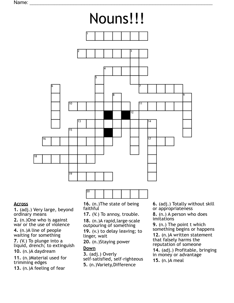 Nouns!!! Crossword