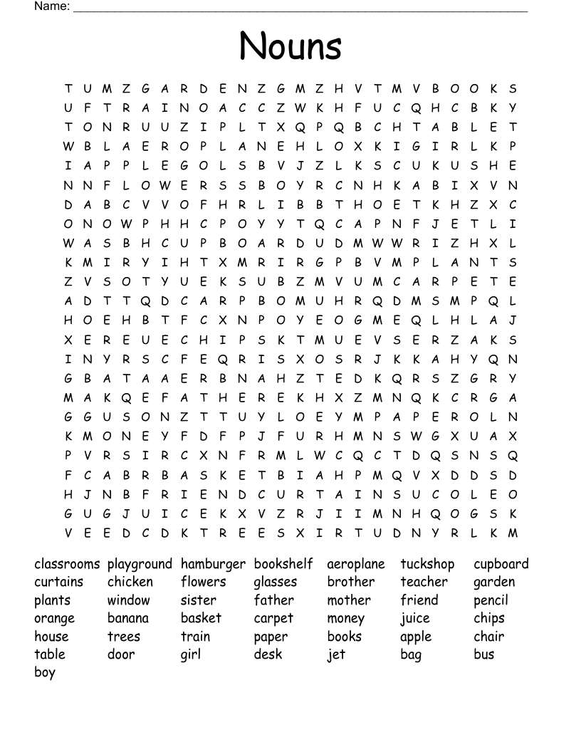 Nouns Word Search