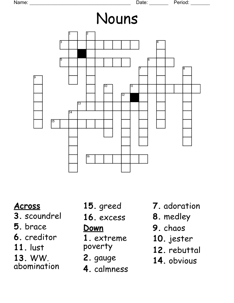 Nouns Crossword
