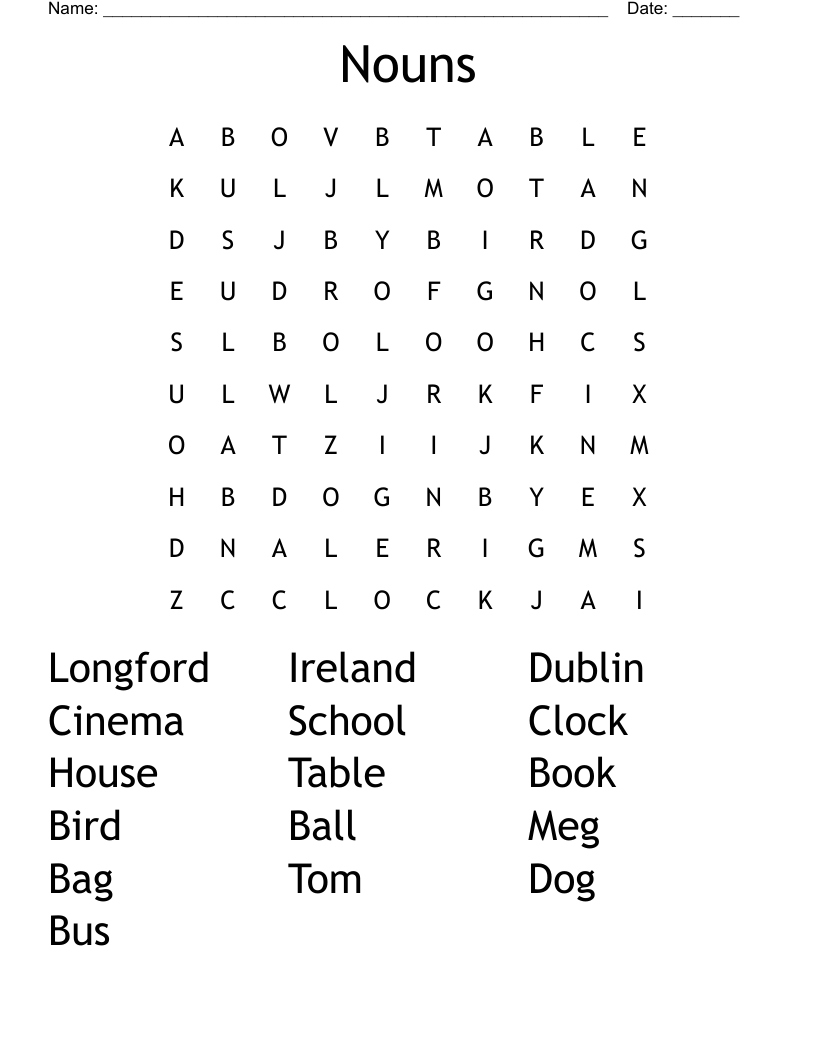 Nouns Word Search