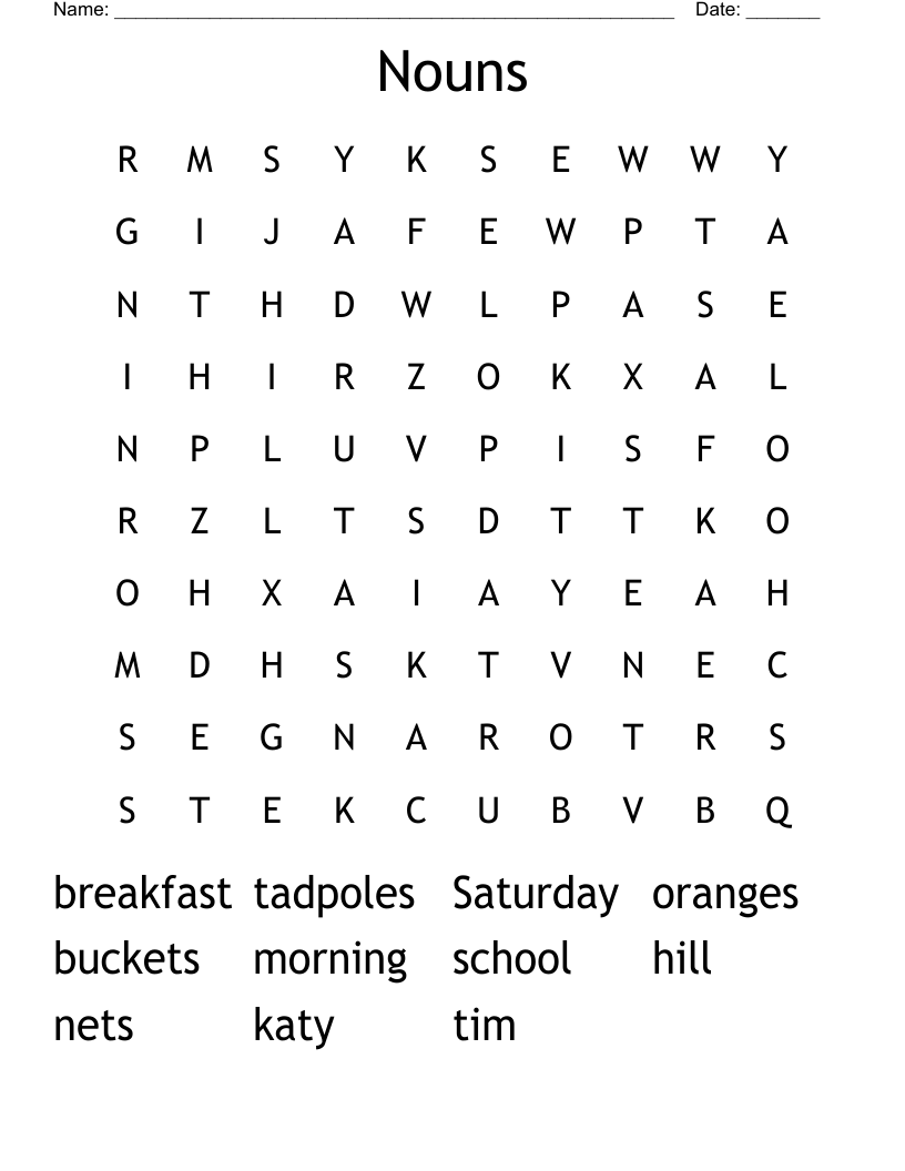 Nouns Word Search