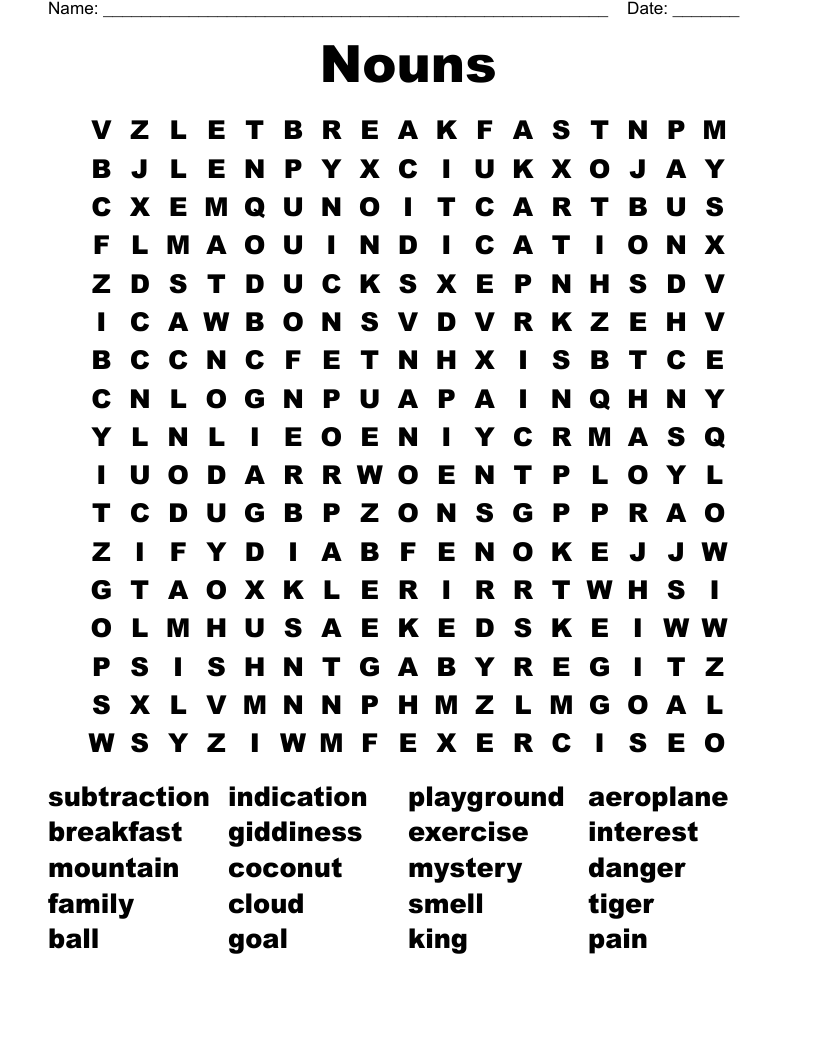 Nouns Word Search