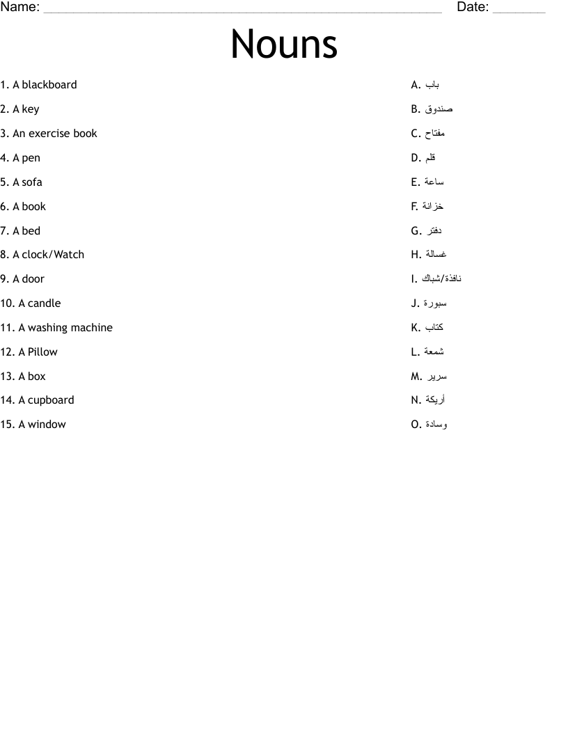 Nouns  Worksheet