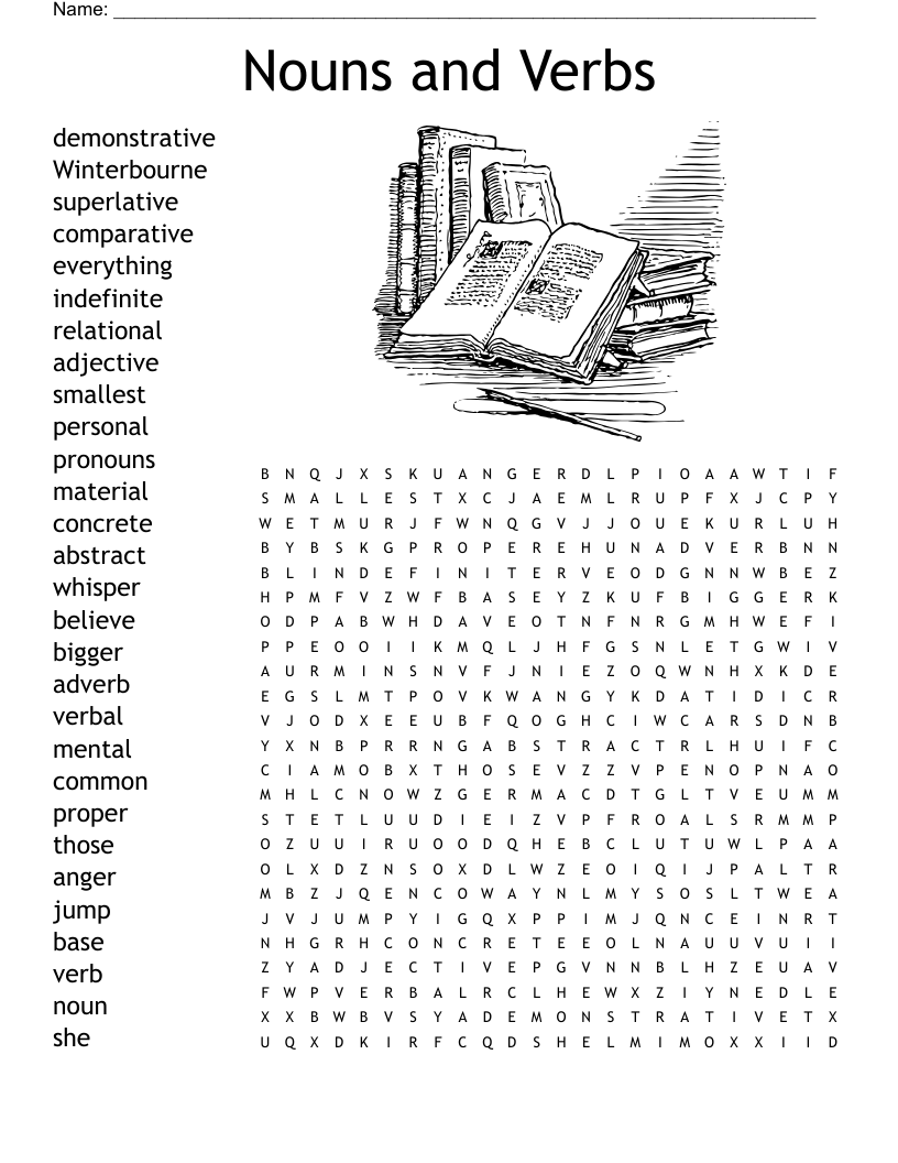 Nouns and Verbs Word Search