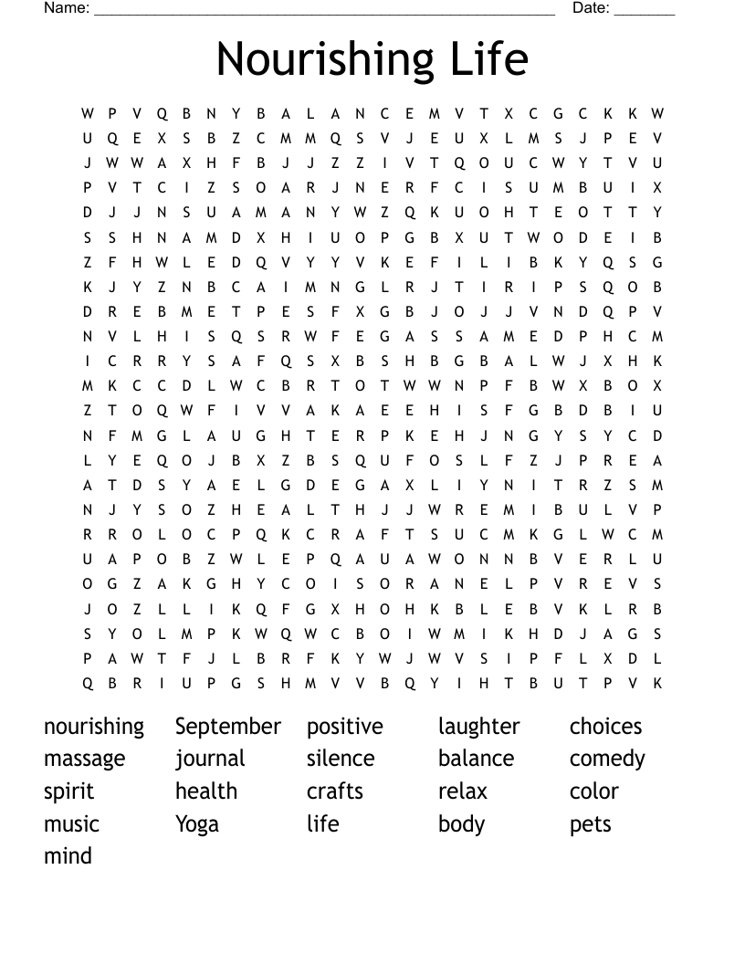 Nourishing Life Word Search