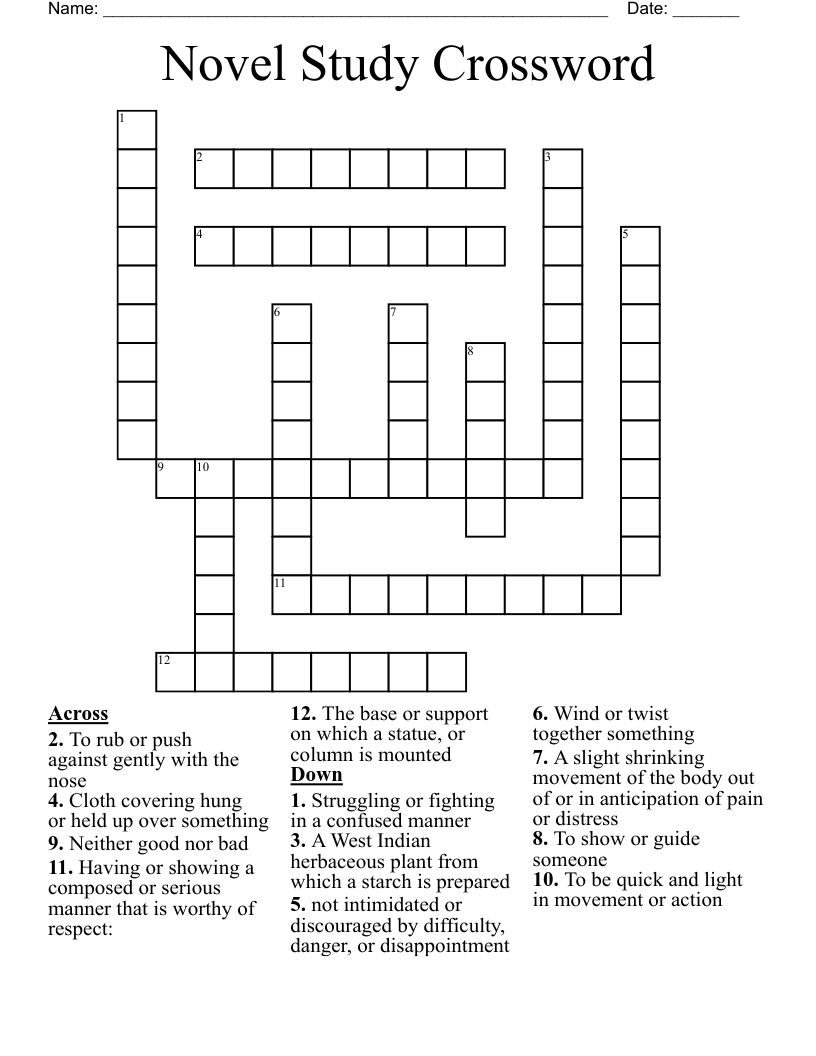 Novel Study Crossword