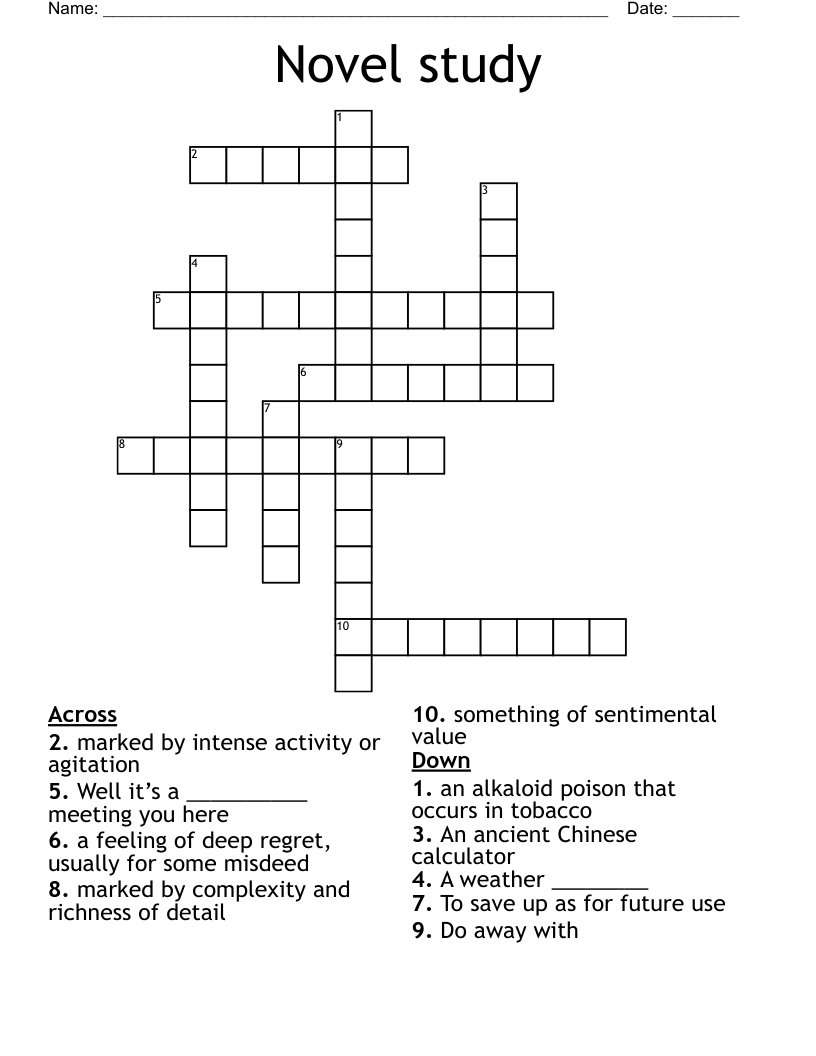 Novel study Crossword