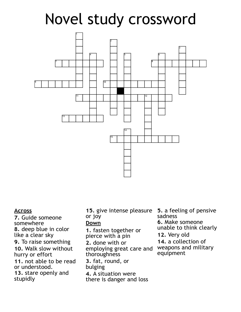 Novel study crossword