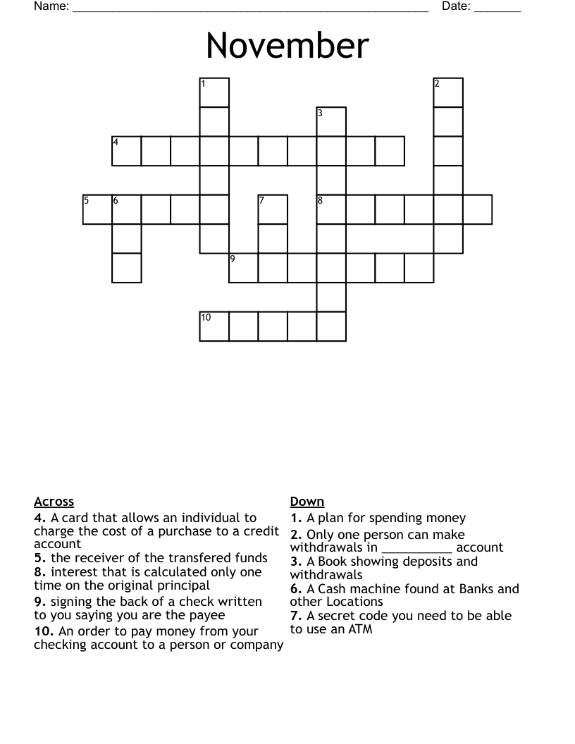 November Crossword
