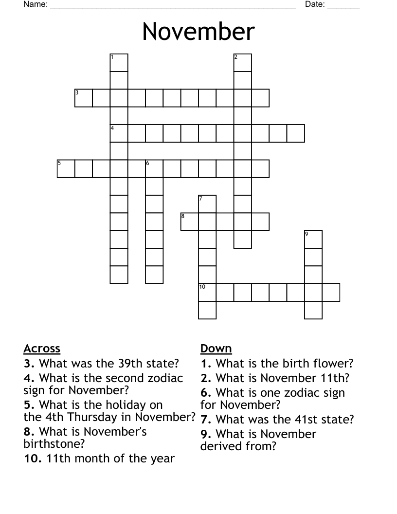 November Crossword