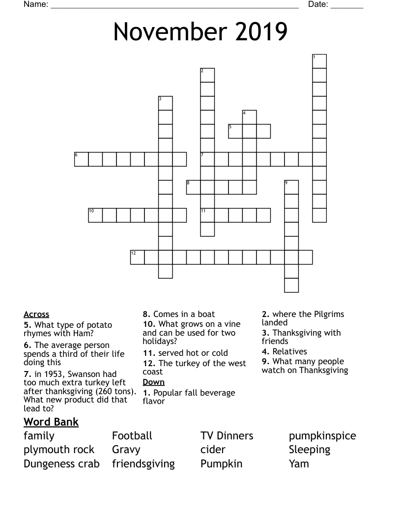 November 2019 Crossword