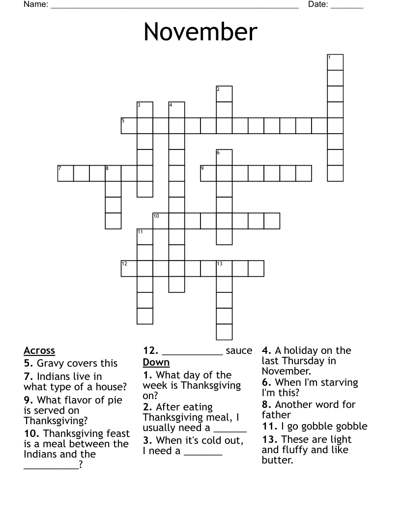 November Crossword