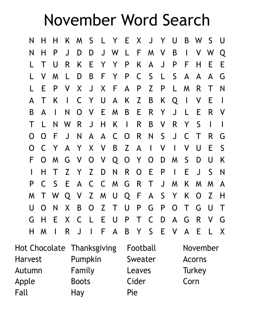 November Word Search