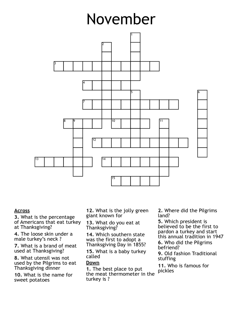 November  Crossword