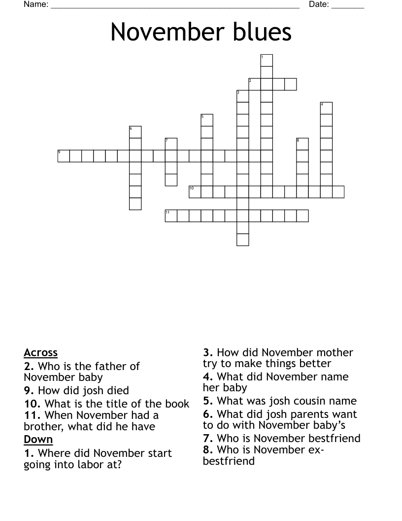 November blues Crossword