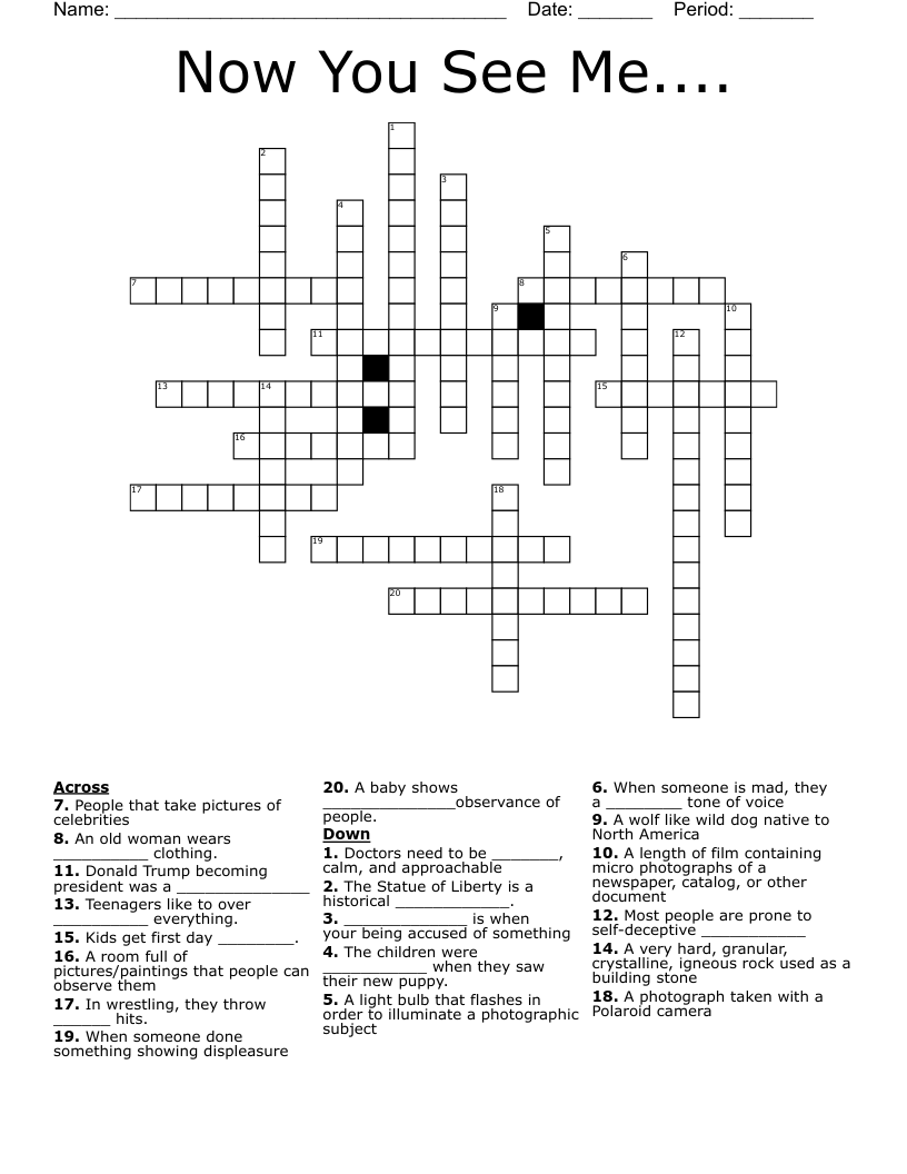Now You See Me.... Crossword