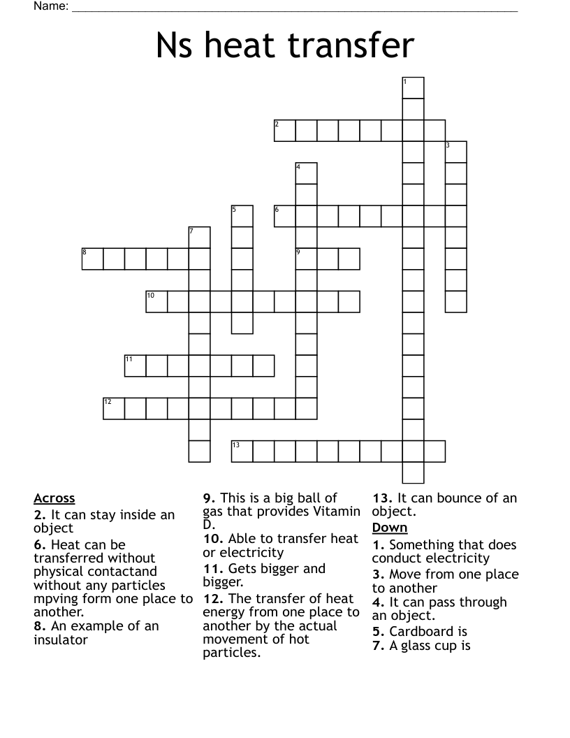 Ns heat transfer Crossword