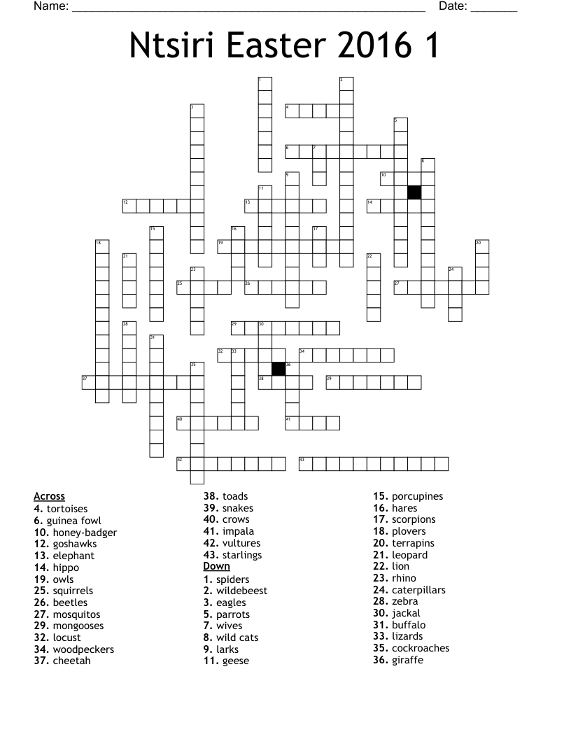 Ntsiri Easter 2016 1 Crossword