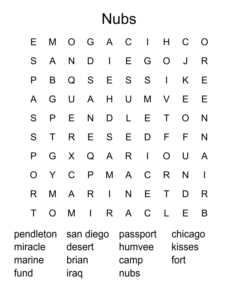 Nubs Word Search