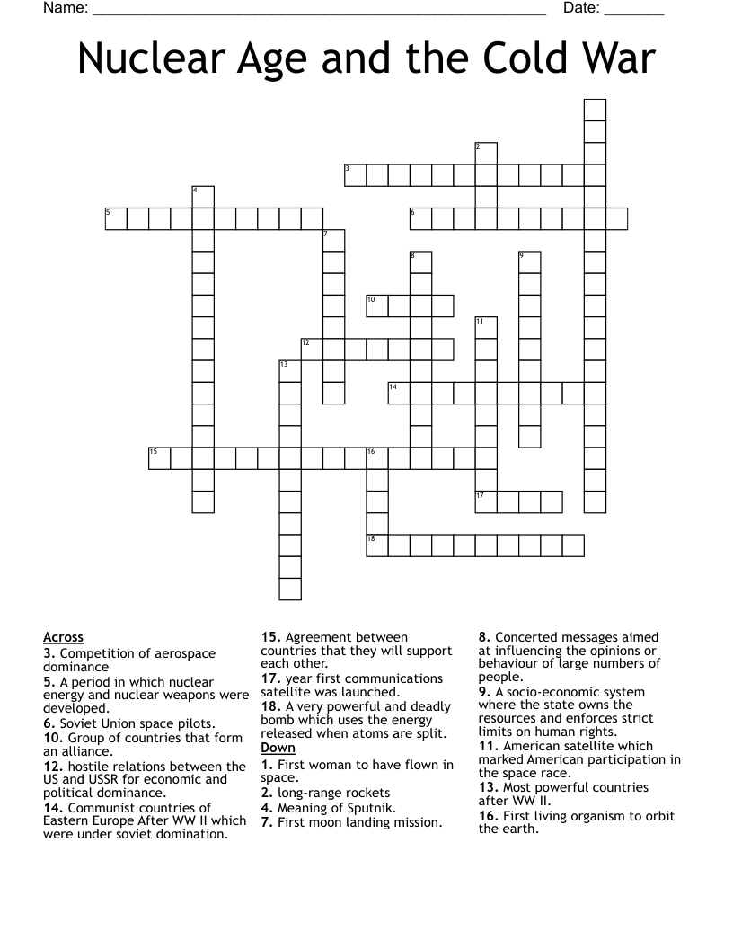 Nuclear Age and the Cold War Crossword