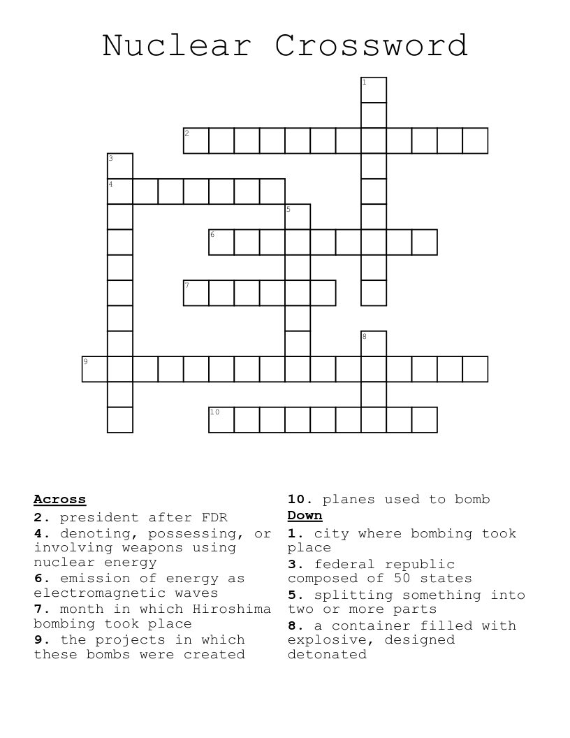 Nuclear Crossword