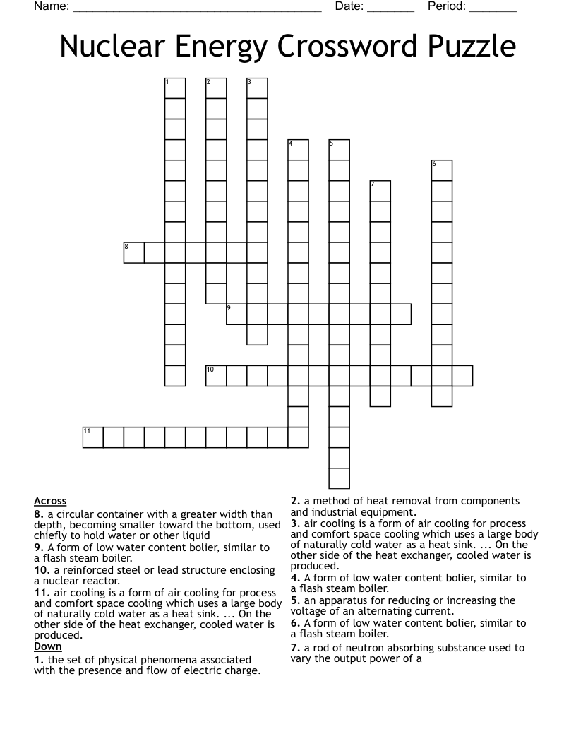 Nuclear Energy Crossword Puzzle