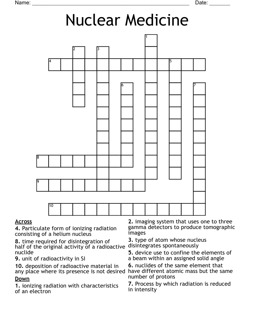 Nuclear Medicine Crossword