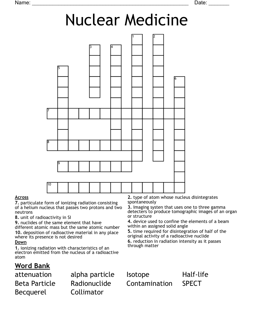 Nuclear Medicine  Crossword
