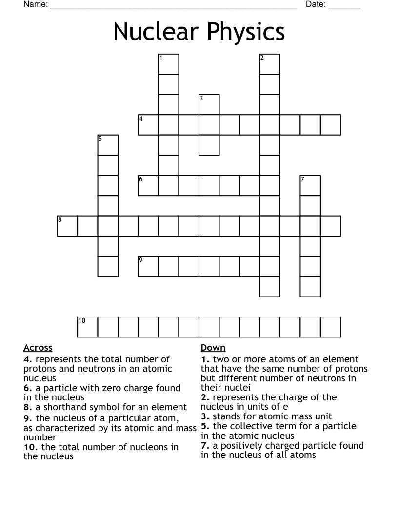 Nuclear Physics Crossword