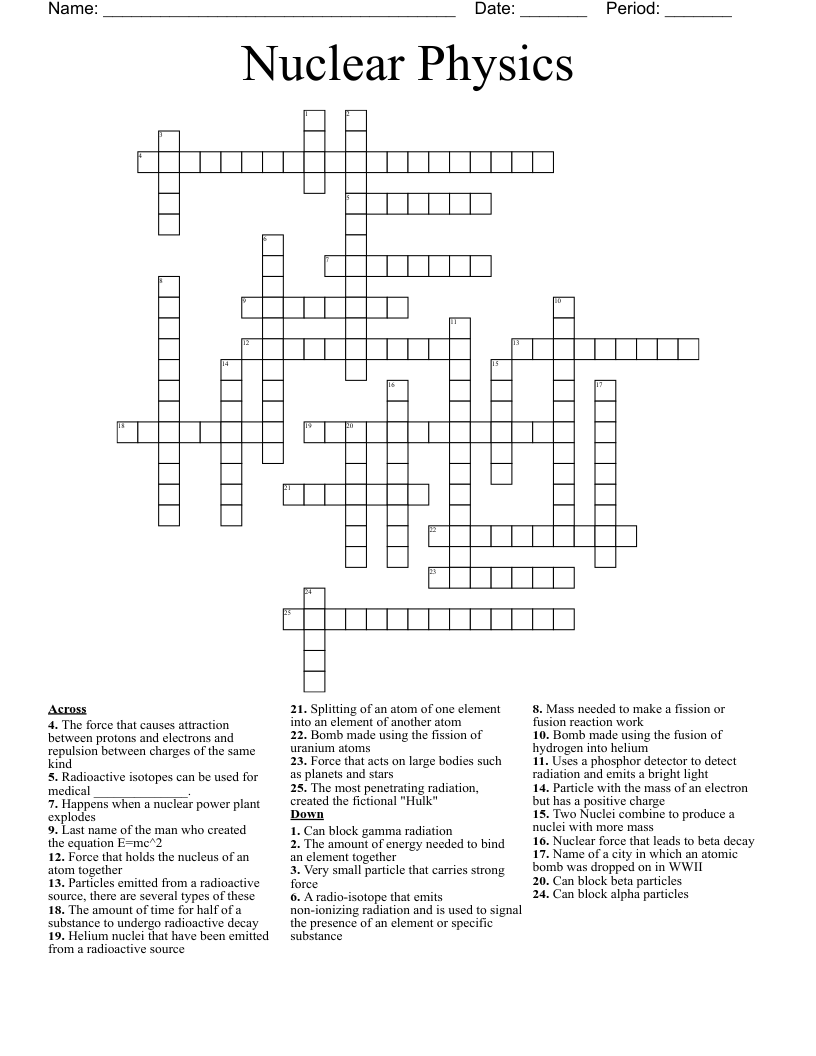 Nuclear Physics Crossword