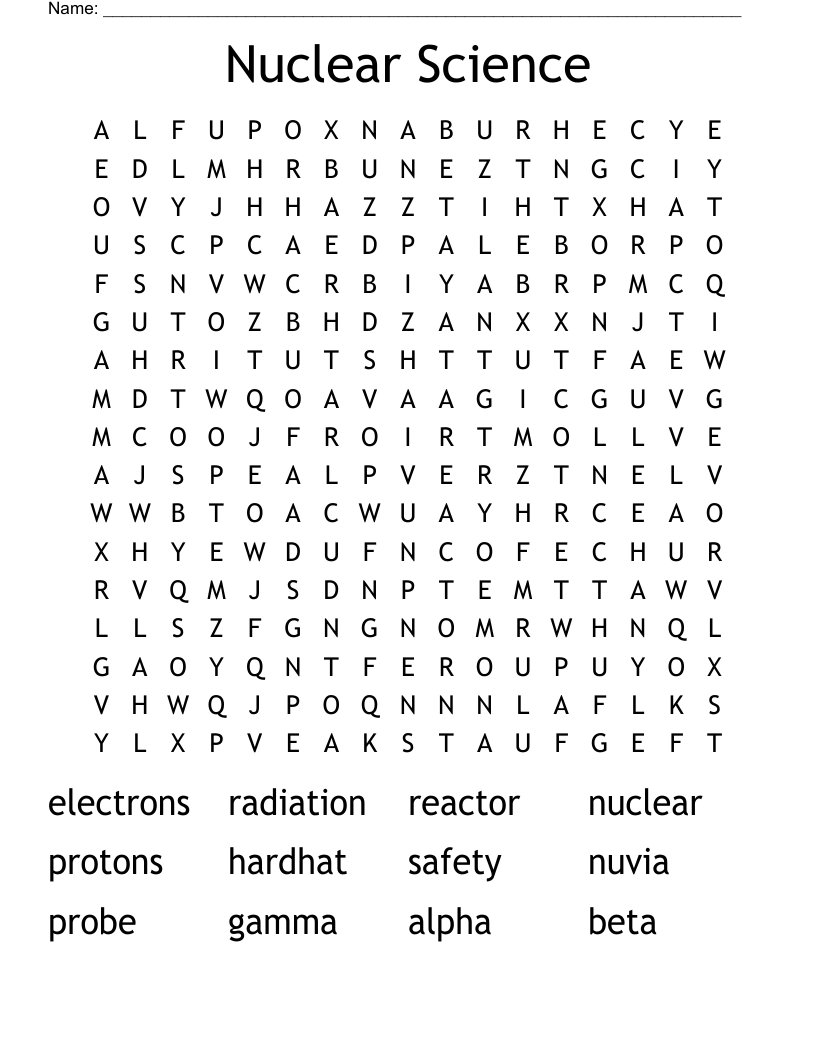 Nuclear Science Word Search