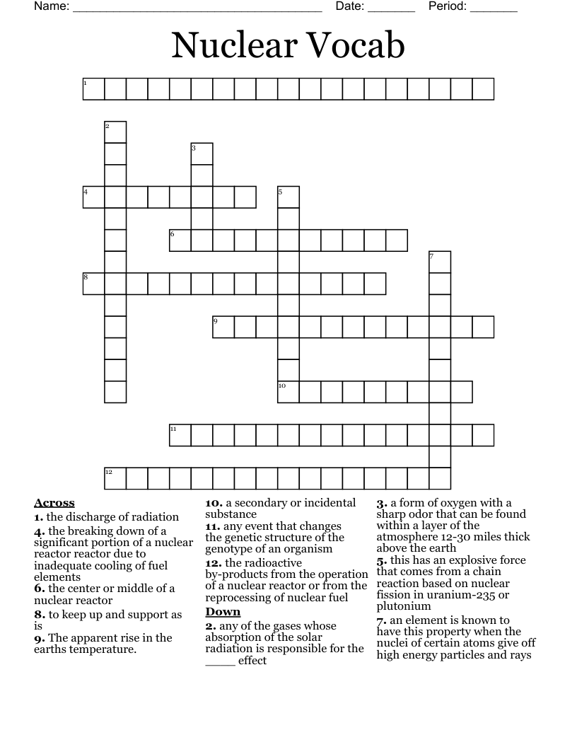 Nuclear Vocab Crossword
