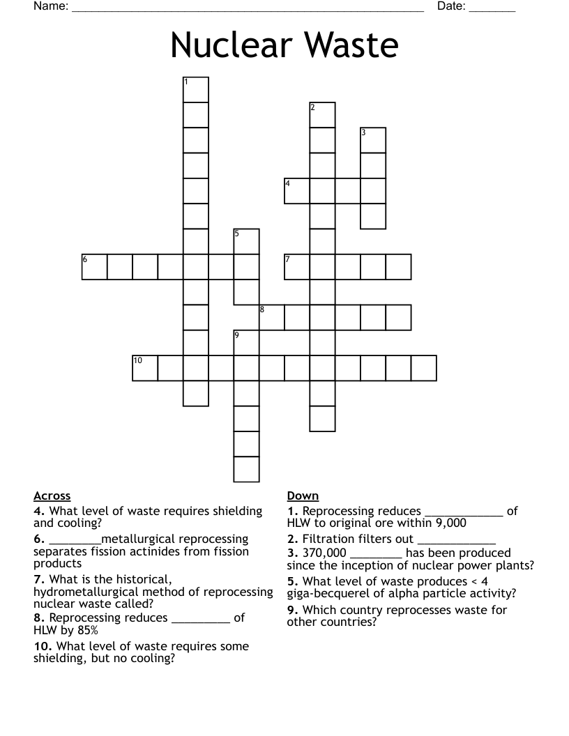 Nuclear Waste Crossword