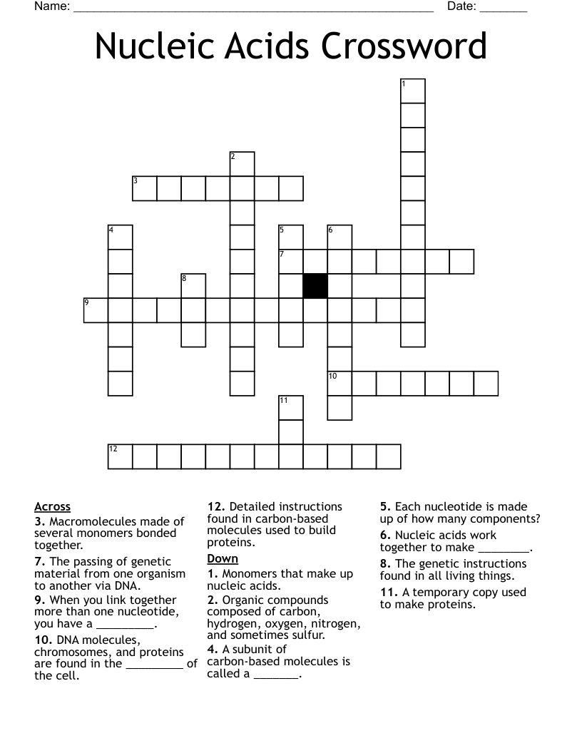Nucleic Acids Crossword