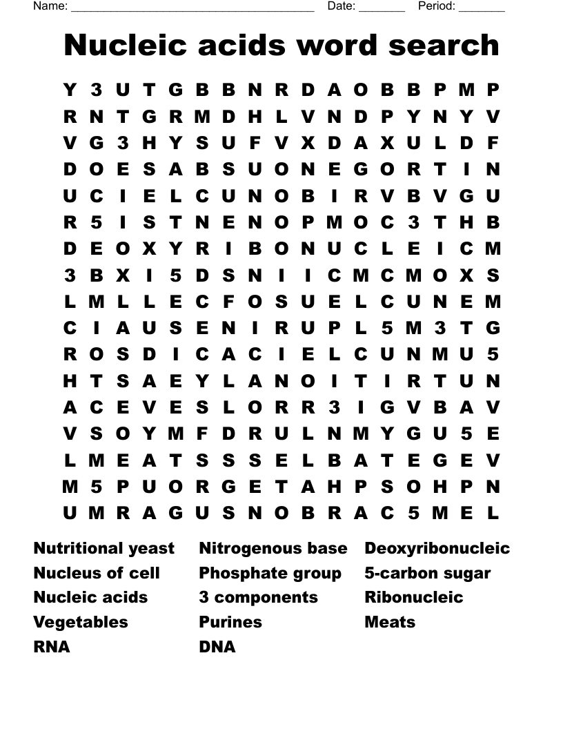 Nucleic acids word search 