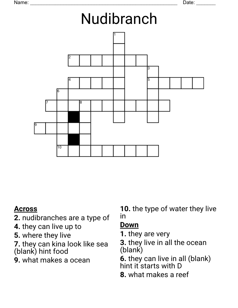 Nudibranch Crossword