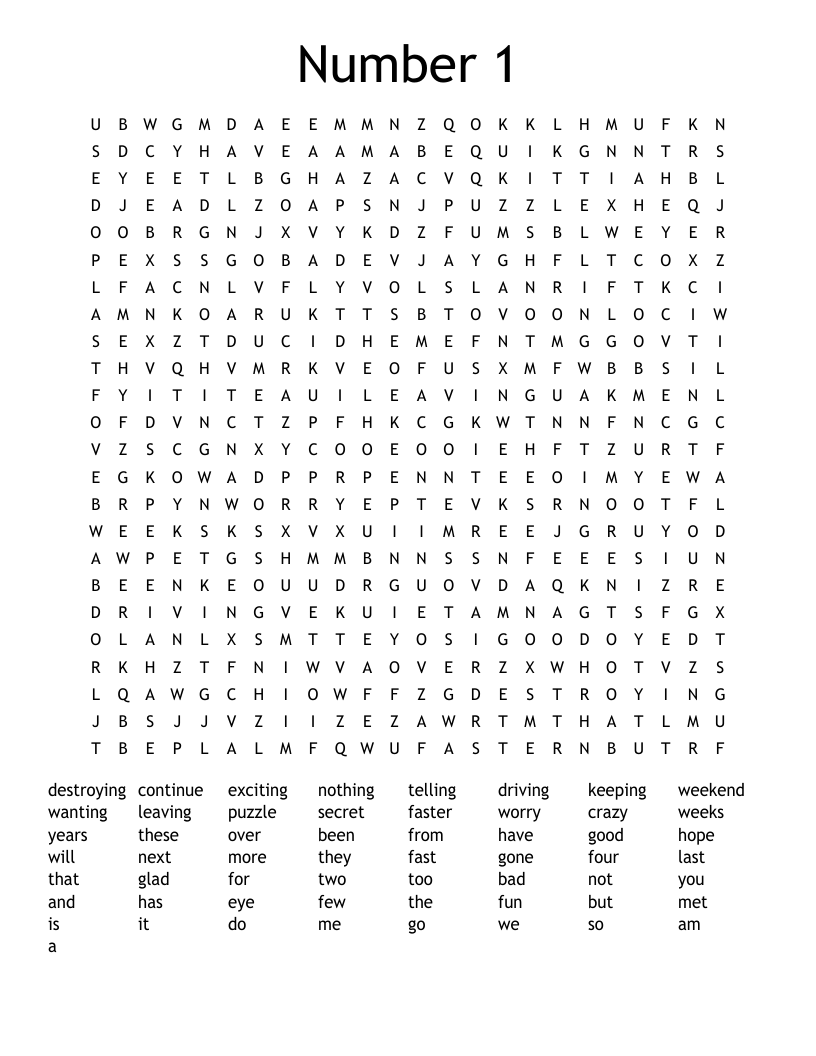 Number 1 Word Search