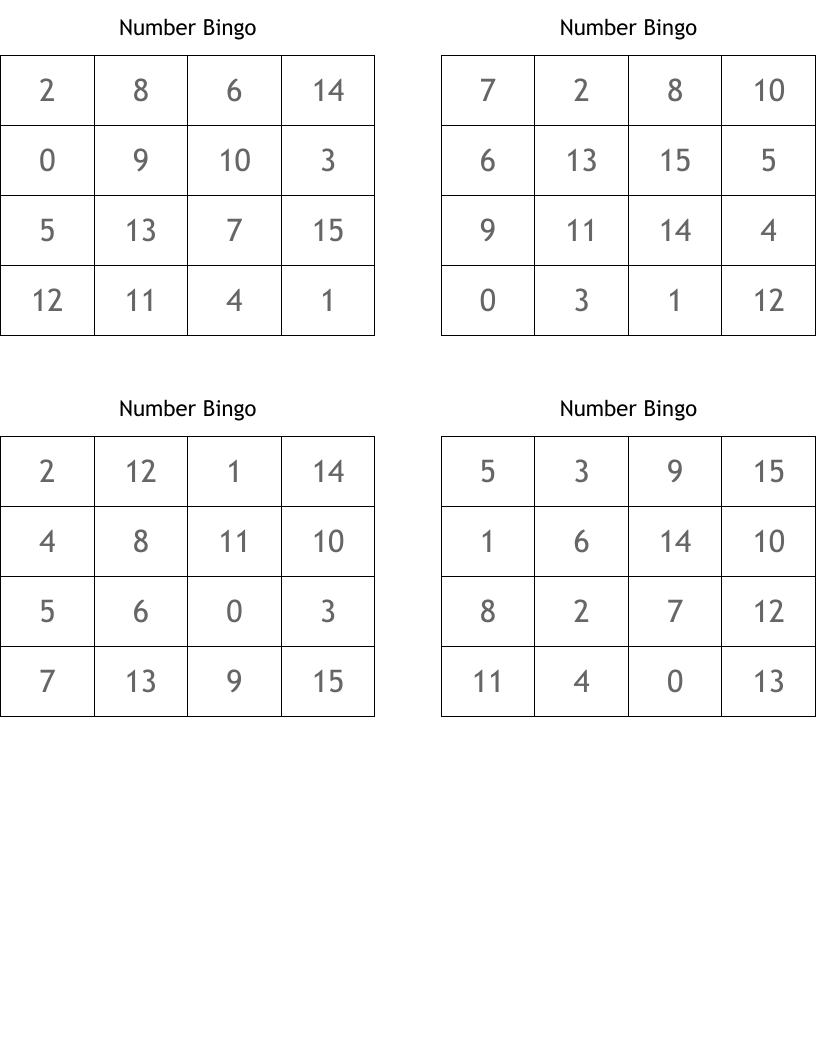 Number Bingo