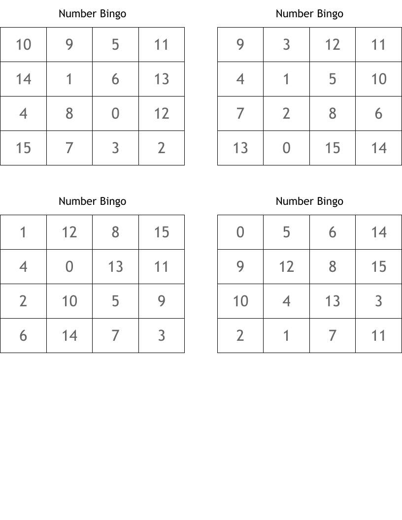 Number Bingo