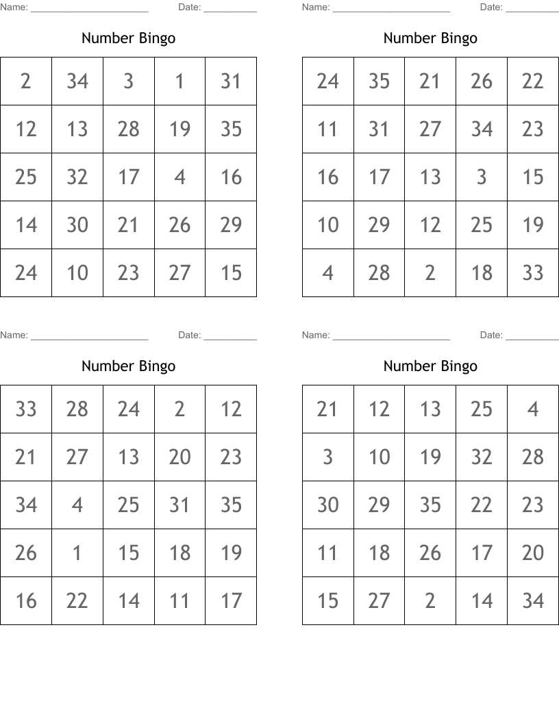 Number Bingo