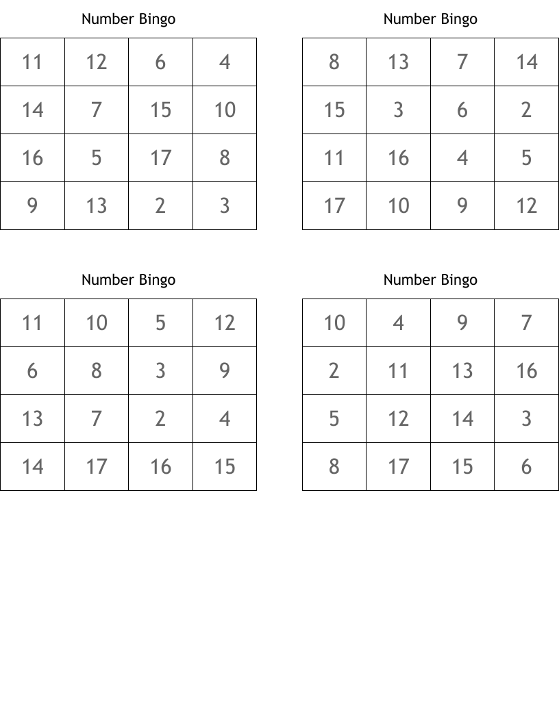 Number Bingo