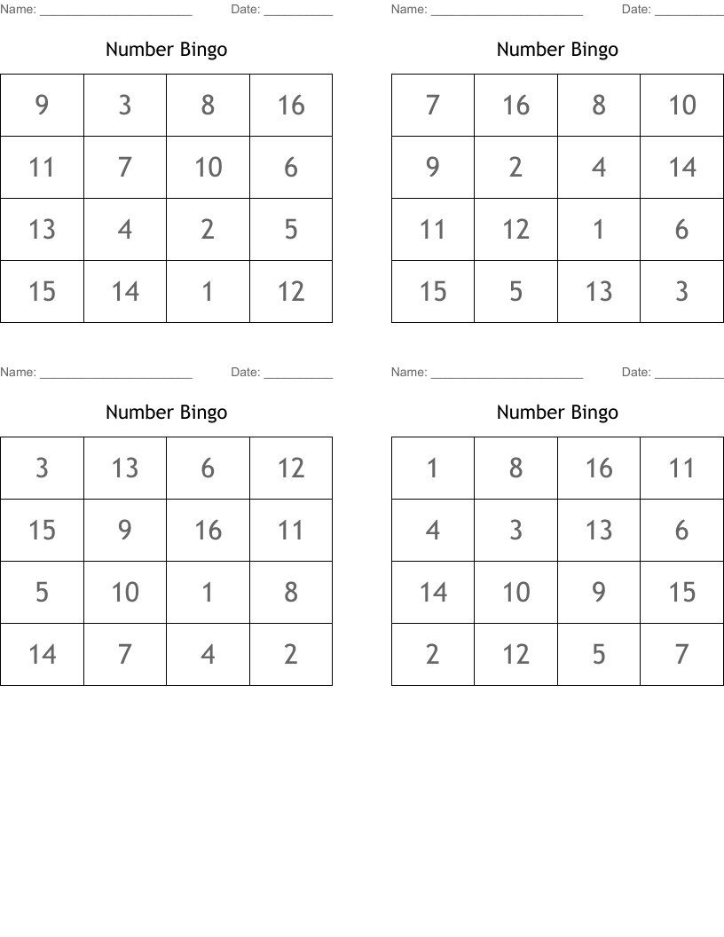 Number Bingo