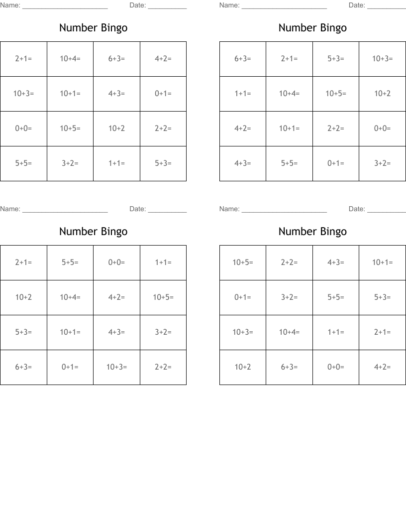 Number Bingo